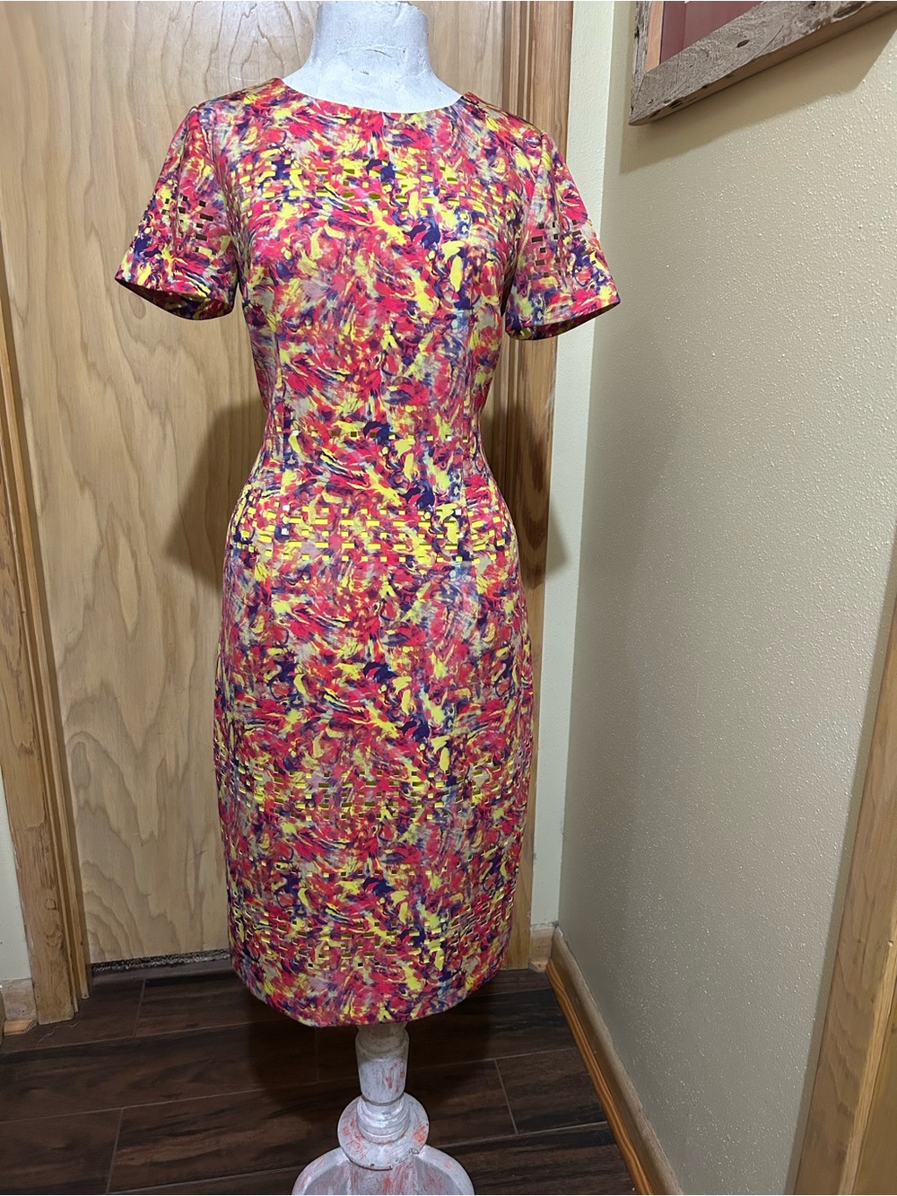 ANTONIO MELANI “Straits” Laser Cut Abstract Sheath Dress